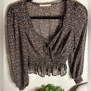 Active USA Black Floral Blouse